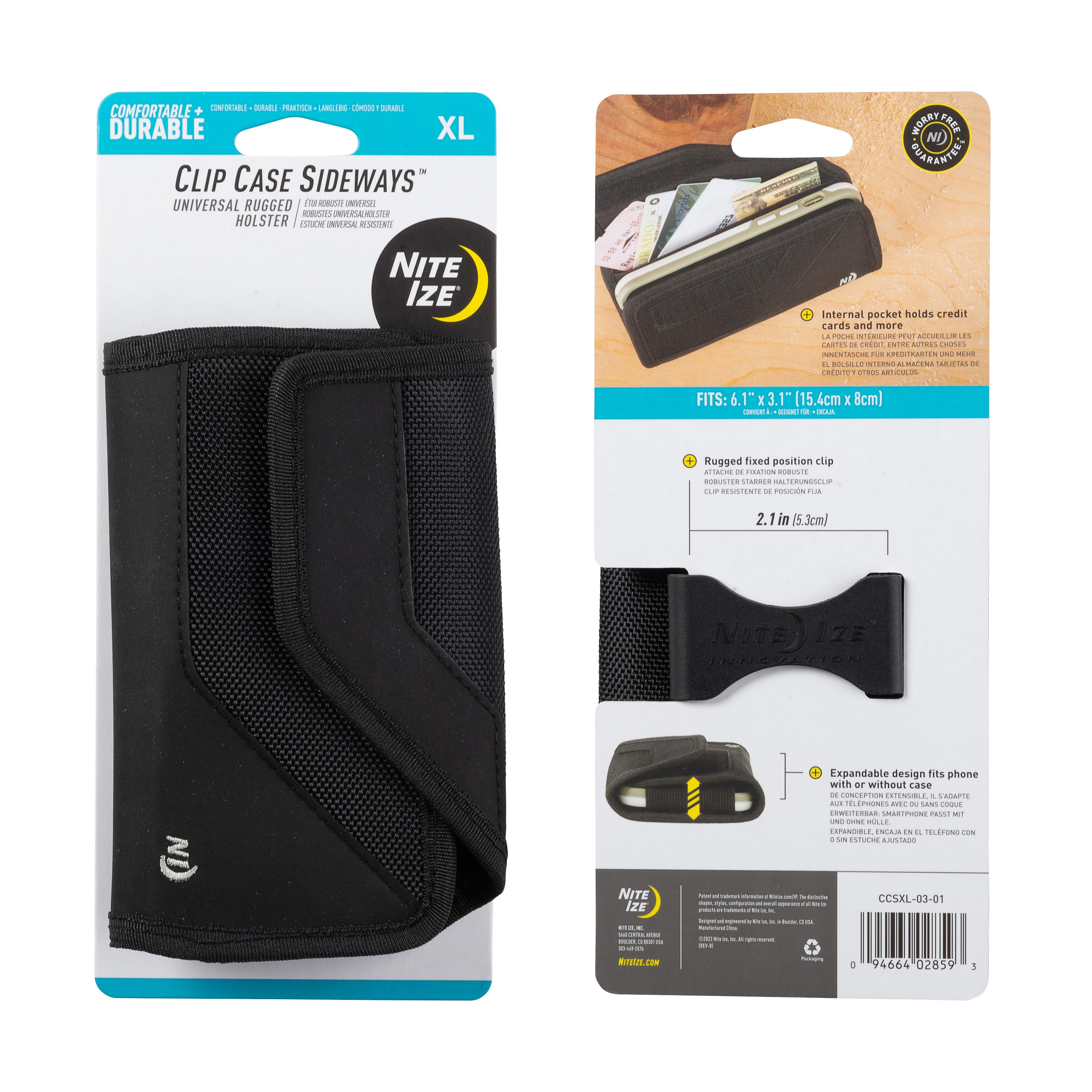 Nite Ize Rugged Sideways Pouch Holster - Extra-Large, Universal, Black Canvas (CCSXL-03-01)
